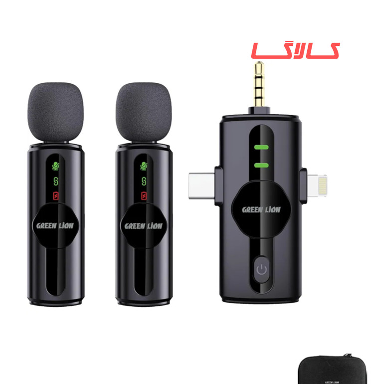 ست میکروفن بیسیم گرین لاین GM-80X | اتصال ۳گانه لایتنینگ + AUX + USB | کیفیت استودیویی
