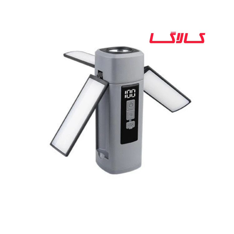چراغ کمپی اضطراری شارژی مدل SJ006 رنگ طوسی و کرمی