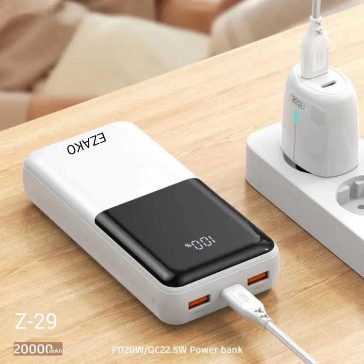 پاوربانک 20000 میلیآمپر ازاکو EZAKO مدل Z-29 شارژ سریع PD 20W با نمایشگر دیجیتال