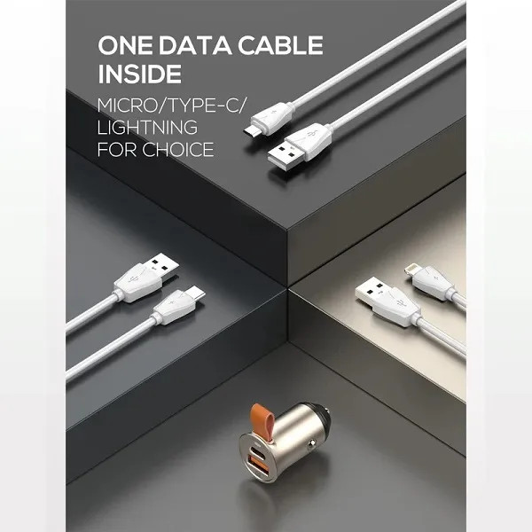 شارژر فندکی الدینیو مدل C509Q pd 20w به همراه کابل USB-C