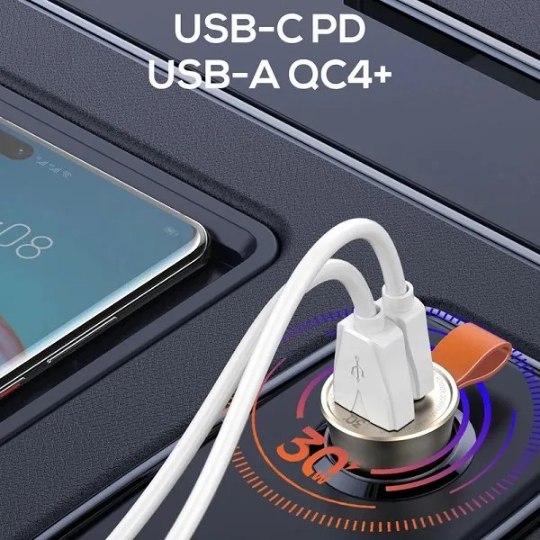 شارژر فندکی الدینیو مدل C509Q pd 20w به همراه کابل USB-C