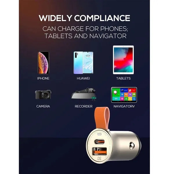 شارژر فندکی الدینیو مدل C509Q pd 20w به همراه کابل USB-C