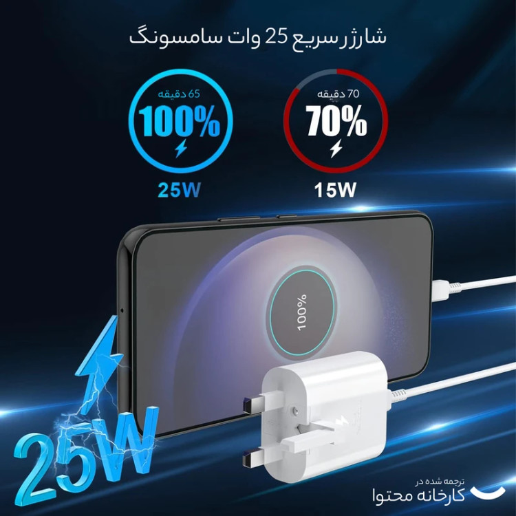 کلگی شارژر اصلی 25 وات سامسونگ Galaxy A55 (100% اورجینال)