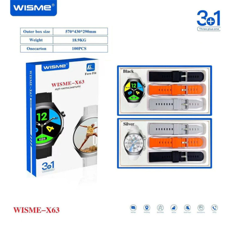 ساعت هوشمند ۴۵ میلی متری ویسمی مدل 63 با بند سیلیکونی