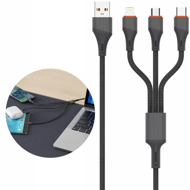 کابل 3 سر الدنیو LDNIO مدل LC96U جریان 4.2 آمپر 1.2 متریA